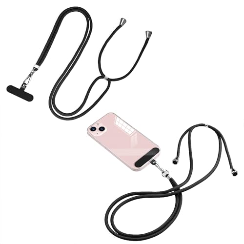 SHUBEIEUMI 2 Pezzi Cordino per Cellulare Telefono Universale Patch*2, Rimovibile Catena Laccio per Cellulare, Collana per Tutti Gli Smartphone, Regolabile Cinturino da Collo Polso