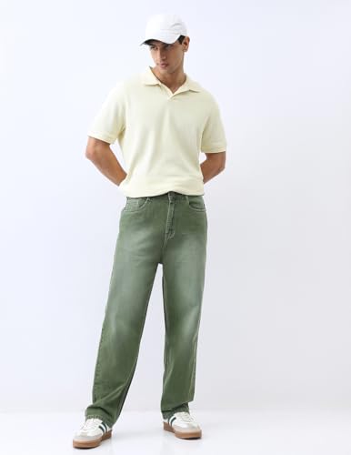 Image of Urbano Fashion Men's Loose Baggy Fit Washed Jeans Non-Stretchable
