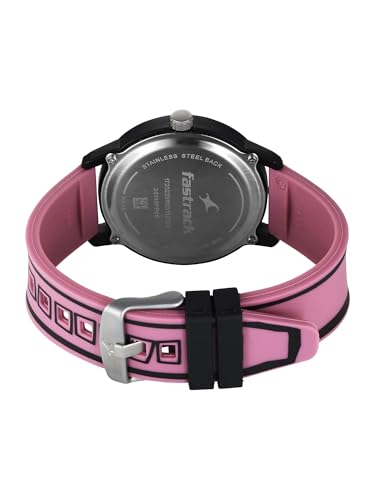 Image of Fastrack Tees Zine with Black Dial Pink Silicon Strap Watch for Unisex - 38145PP06W