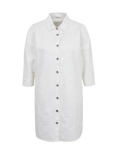 ORSAY Weißes Damen Hemdblusenkleid aus Denim – Kragen, 3/4-Ärmel