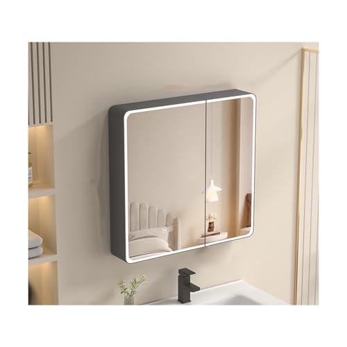 SXFSDOU Bathroom Mirror Cabinet Wall Mounted with Door and Adjustable Shelf - Vanity Mirrored (70cm/27.6in)