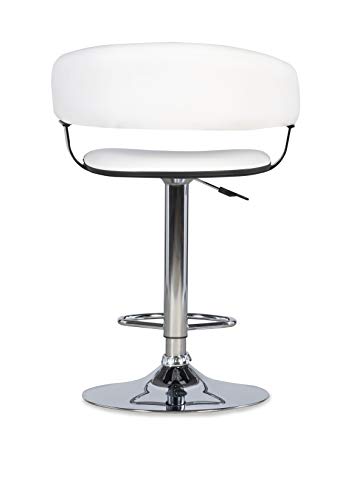 Powell White Faux Leather Barrel & Chrome Adjustable Height Barstool #TOP4