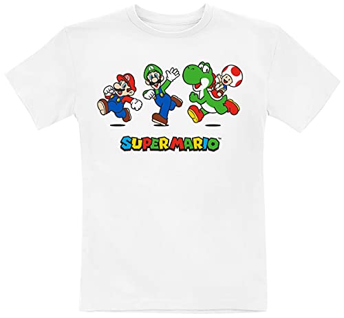 Super Mario Boy's Camiseta para niño Short Sleeve T-Shirt, Blanco,