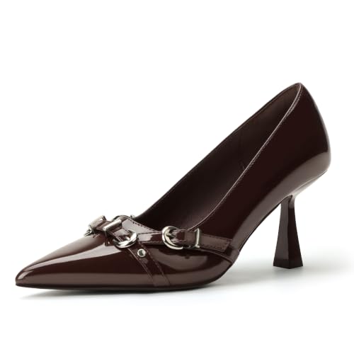 Image of IDIFU Kitten Heels Pumps Closed Pointed Toe Dress Shoes for Women
