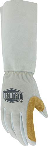 Ironcat 9072 Premium Split Goatskin Leather Gloves – Gray/Tan Xx-Large, 17 In. Mig Welding Gloves W/Keystone Thumb #TOP2