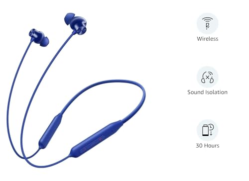 Image of Original Best-in-Class Compatible with OnePlus Wireless Bullet Z2 Neckband Earphones - AI Noise Cancel Blue (MB6HG65) (MWER98)