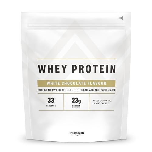 Amazon-Marke: Amfit Nutrition Molkeneiweiß, Weiße Schokolade-Geschmack, 1 kg 33 Portionen (1er Pack)