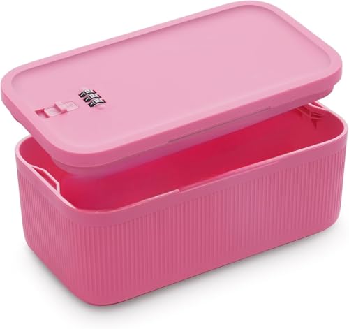 Sightday Lockable Storage Box,Medicine Storage Box,Fridge Lock Box For Kitchen/Home/School/Fridge/Personal/Travel/Office/Cell Phone(Pink)