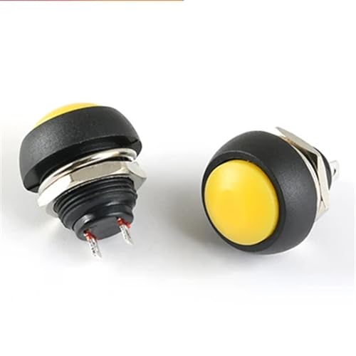 Interrupteur bouton-poussoir 12mm jaune momentané 3A à contact instantané