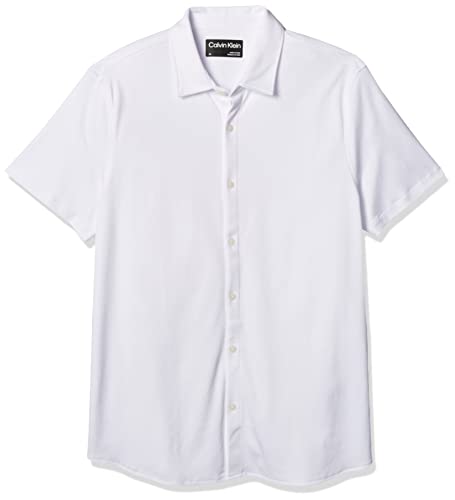 Short Sleeve Liquid Touch Polo Button Down Shirt Brilliant White