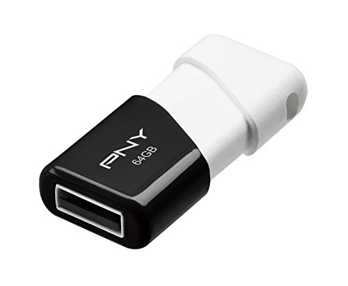 PNY Compact Attache 64GB USB 2.0 Flash Drive - Black/White - P-FD64GCOM-GE