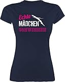 Wassersport - Echte Mädchen Schwimmen - L - Navy Blau - Tshirt zum Schwimmen - L191 - Tailliertes Tshirt für Damen und Frauen T-Shirt