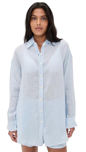 Women's Swimwear Playa Linen Boyfriend Shirt Swimsuit Cover Up