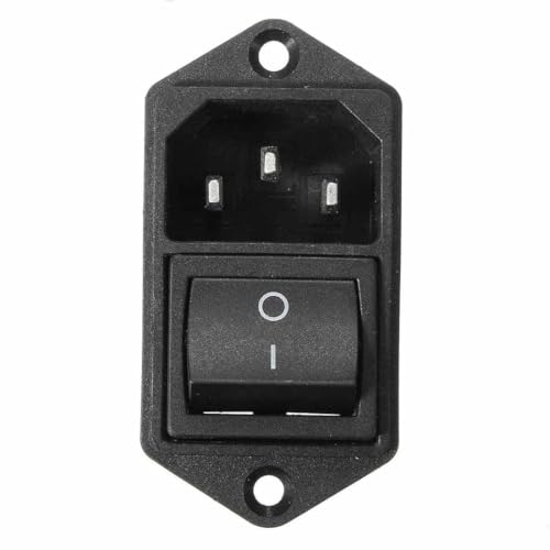 Conector IEC C14 Macho de 3 Pines, Conector alimentación C14, Interruptor basculante DPST, 3 Pines, Conexión Soldadura, IEC 320 C14, Apto para Montar en Panel chasis, 250 voltios, 10A