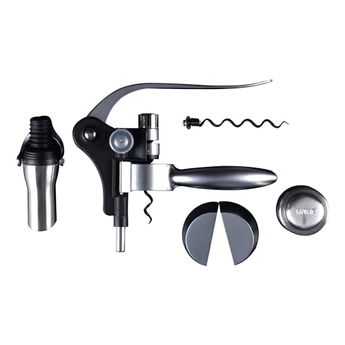 BERGNER Wine Expert - Juego Comnpleto Amantes del Vino 1 Abridor De Vino - 1 Cortador De Papel De Aluminio - 1 Tapón De Vino De Acero Inoxidable - 1 Vertedor Y Tapón - 1 Tornillo ,