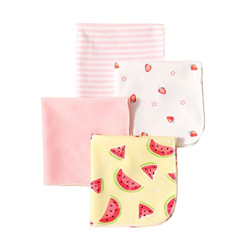 CuteOn 4 PCS Reusable Newborn Baby Washcloth Feeding Wipe Cloth Mini Baby Towels Yellow 11.02' x 11.02'