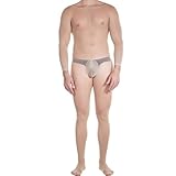 HTRUIYA Sexy Bodystocking Mens Lingerie Full Body Stocking Thin Matte Mens Bodysuit Round Neck Long Sleeve Mens Pantyhose 3D Nude