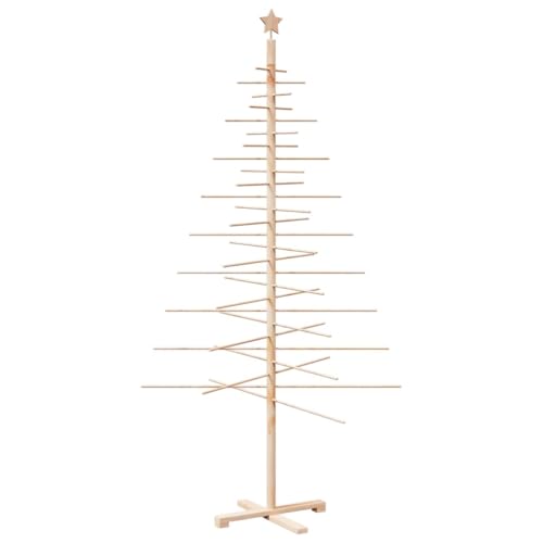 VidaXL Arbre de Noël en Bois Massif de Pin pour Décoration - 210 cm, Sapin de Noël