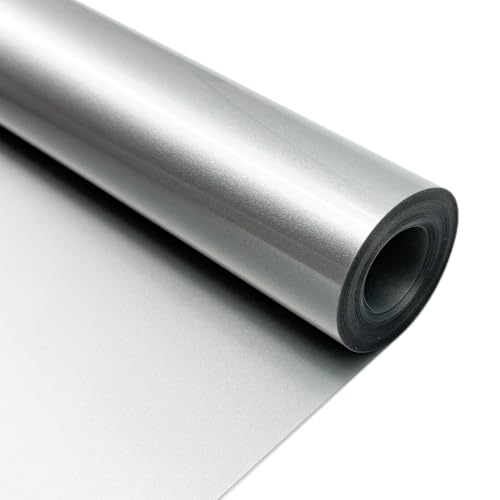 Image of Silver Heat Transfer Vinyl HTV Roll Matte PU 12 inch x 15 ft. | Easy to Cut, Weed & Transfer, Silver Iron On Vinyl for Cricut, Silhouette Cameo & Other Craft Cutter Cutting Machine