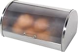 Oggi Stainless Steel Roll Top Bread Box with Frosted Lid