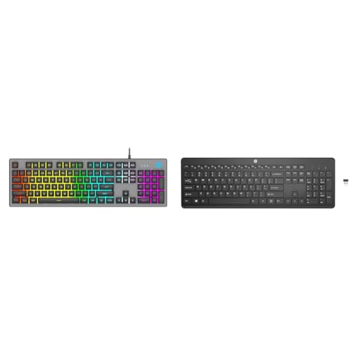 Image of HP K500F Backlit Membrane Wired Gaming Keyboard with Mixed Color Lighting, Metal Panel with Logo Lig