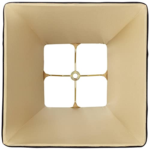 Small Square Curved Black Lamp Shade 6" Top X 11" Bottom X 9.75" Height (Spider) Replacement With Harp And Finial - Springcrest #TOP5