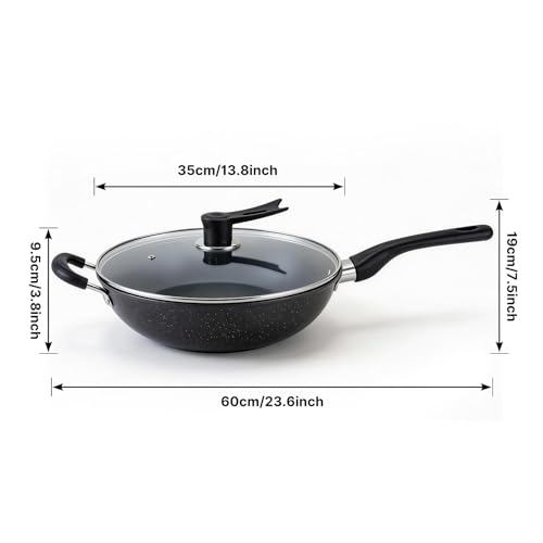 Wok antiadherente con tapa de vidrio de 13.4 pulgadas miniatura 1
