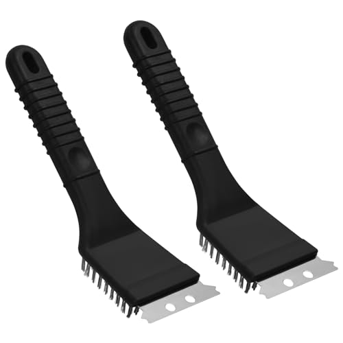 Set de 2 Cepillo Barbacoa Cepillos de Limpieza de Acero Inoxidable con Alambres y Rascadores, Cepillo Barbacoa Herramientas de Limpieza para Parrillas de Gas, Eléctricas y de Carbón