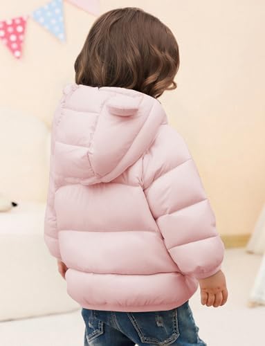 Happy Cherry Toddler Boy Girls Quilted Lightweight Jacket with Bear Ear Packable Puffer Coat Zip Up Hooded Outerwear 1-53