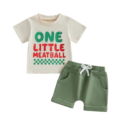 Image of WZTYYDS Baby Boy First Birthday Outfit Letter Print Short Sleeve T-shirt Jogger Shorts Set 1st birthday Summer Clothes