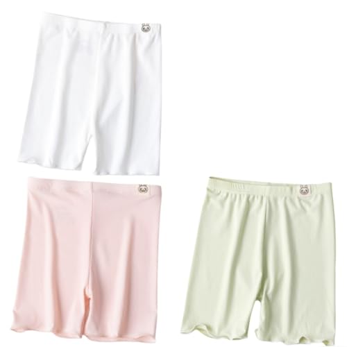 Pantalones cortos de verano para niños pequeños, para niñas, lazo, encaje, polainas, ropa interior de moda para niñas, Verde claro., 8-9 años