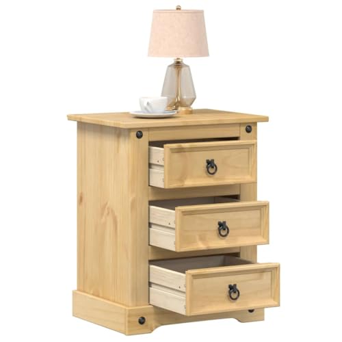 Table de Chevet Corona Meuble de Chambre 3 Tiroirs Petite Commode Rustique - 5