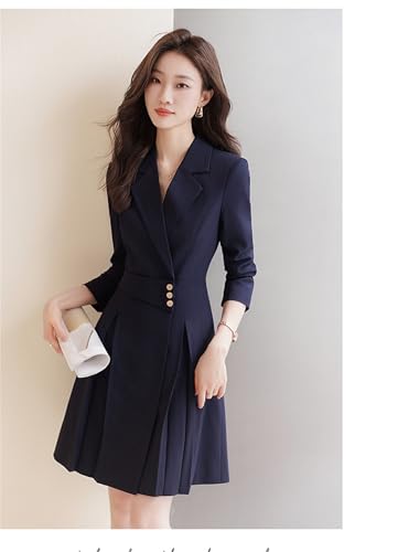 Women's Blazer Dress Lapel Midi Dresses Business OL Work Female Long Jacket Coat Dresses4