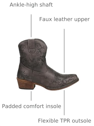 Image of ROPER Womens Short Stuff Embroidery Snip Toe Casual Boots Ankle Low Heel 1-2 inch