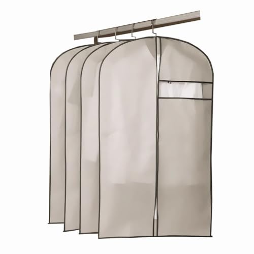 Garment Bags for Hanging Clothes, Set of 4 Garment Bag with Zipper, Suit Bags with Clear Window, for Dresses, Coats, Uniforms(Multi-colored,41.3in/105cm)