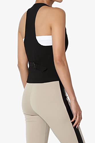 Themogan Women's Dressy Casual Racerback Slim Suit Vest Waistcoat Black L #TOP3