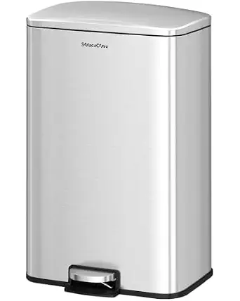 Kitchen Trash Can with Lid, 13 Gallon Stainless Steel Garbage Bin