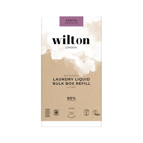 Wilton London Eco Friendly Santal Laundry Liquid Refill (112 Washes, 4L) - Non-Bio, Plant-Based Biodegradable Washing Detergent Pack with Essential Oils, Long-Lasting Fragrance - UK Made
