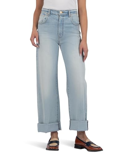 KUT from the Kloth Women's Gwen High-Rise Wide Leg Roll-up 5 Pockets