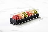 Clear and Black Base Plastic French Macarons Small Gift Boxes - Holds 6 Macarons - Cavity Size 1.76'' x 1''- Pack of 20