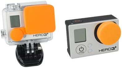 DSstyles Bundle Set Protective Silicone Covers Lens Caps for GoPro Hero 3+, Hero 3 Plus, Hero 4 Camera and Housing - Orange