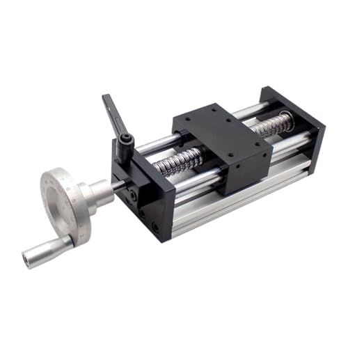 Dual Optical Axis Manual Sliding Table Rail Guide Ball Screw Linear Guide Slide Manual Displacement Slider Stroke 100mm with Precision Scale Hand Wheel