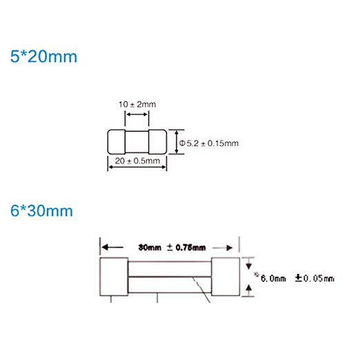 Fusibles de tube à soufflage rapide en céramique 250V 5x20mm pour appareils - 6