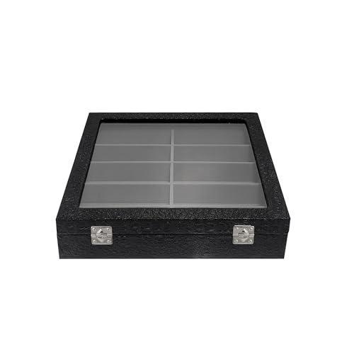 Estojo Porta Óculos 10 Casulos Preto Com Interno Aveludado Cinza Caixa Organizador Maleta para Óculo