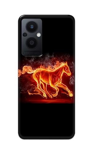 Image of PRINTFIDAA Printed Hard Back Cover Case for Oppo F21 Pro 5G | Oppo F21s Pro 5G | Oppo Reno 7Z 5G Back Cover (Fiery Horse) -112