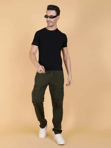 Image of KOTTY Men's Streetwear Style Utility Cargo Pants with Drawstring Waist and Flap Pockets
