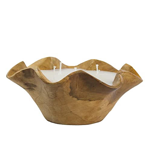 A&B Home Dough Bowl Candle - Wooden Bowl Soy Wax Candle, Home Tabletop Decor, Living Room Entryway Coffee Table Sideboard Accent Piece, 9