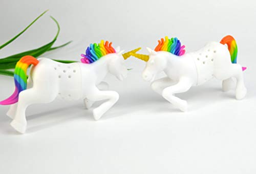 2 Pcs In 1 Box Unicorn Shape Set Of 2 Tea Infuser Loose Leaf Strainer Herbal Fruit Tea Filter Diffuser Food Grade Silicone In Rainbow & White Lot Of 2 #TOP1