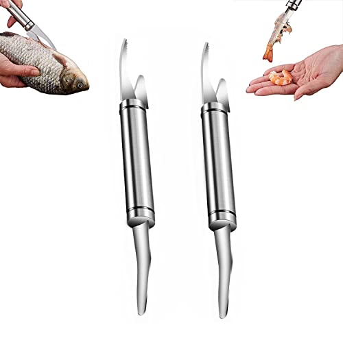 BIUBIULOVE Couteau à Gueule de Poisson Multifonctionnel 5 en 1, éplucheur de crevettes en Acier Inoxydable, kit d'outils de détartrage de Couteau de détartrant pour Poisson de Cuisine/crevettes Cover