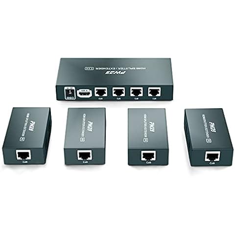 GREATHTEK 1x4 HDMI Extender Splitter Over Cat5e/Cat6/Cat7 Ethernet Cable Up to 50m/165ft - EDID Management & POC Function Support 1080P@60Hz 3D for HDTV PS3 PS4 Xbox (1 in 4 Out / 4-Port) Cover